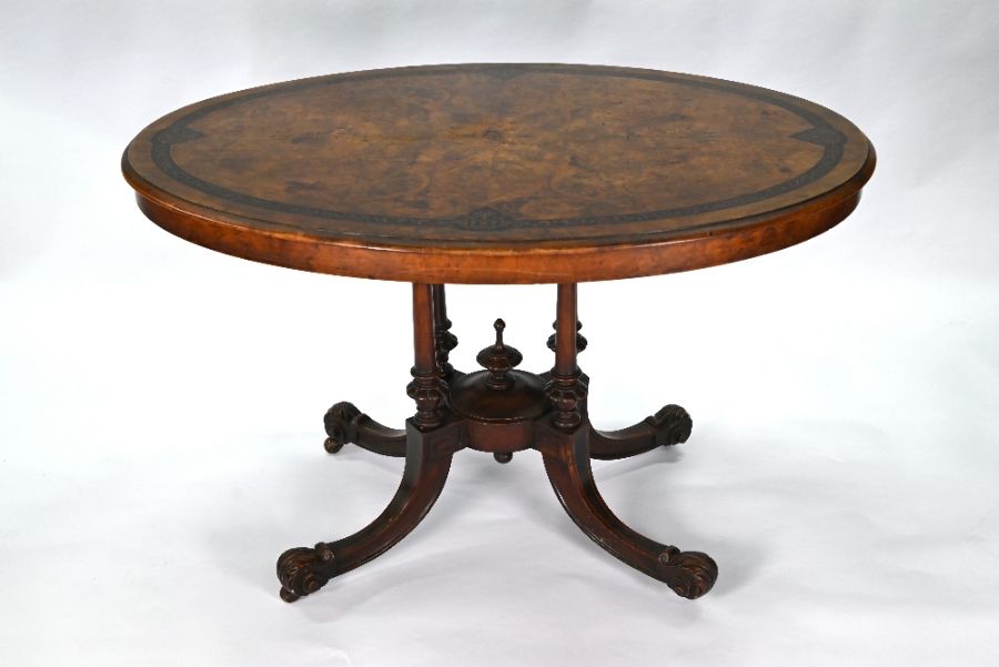 A Victorian Aesthetic style inlaid walnut centre table
