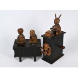 Two 19th century Japanese wooden whimsical Kobe toys Automaton
