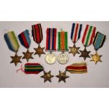 Seven WWII campaign stars to/w three others (10)