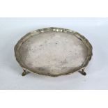 Silver card salver and pair of bonbon baskets