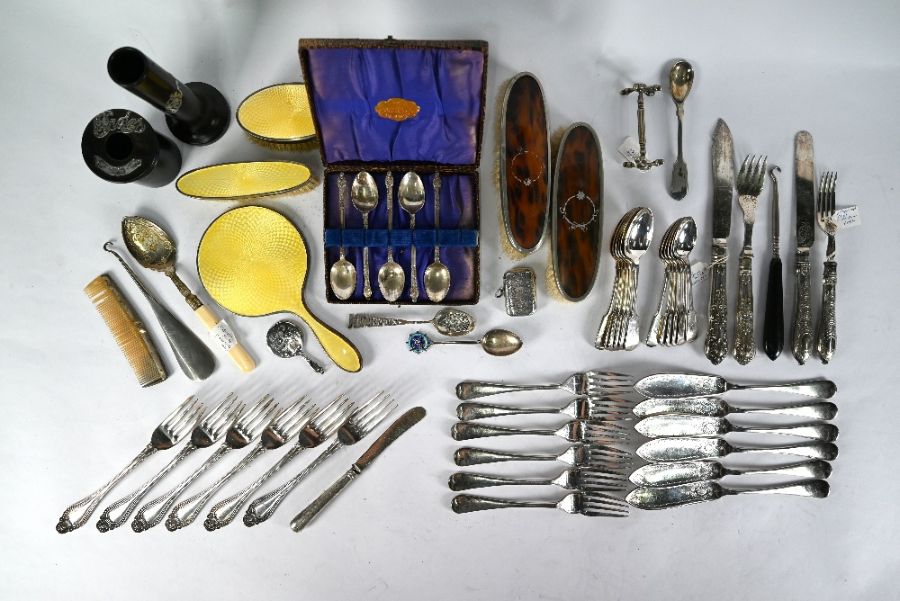 Child's silver and enamel brush set, etc. - Image 2 of 5