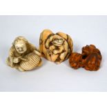 Three Japanese carved netsuke