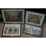 Four various Georgian hand-coloured engravings/etchings