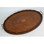 An Edwardian inlaid mahogany wire tray