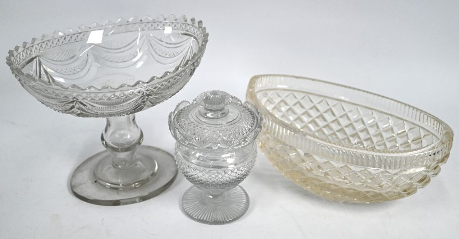 A Regency cut glass comport etc