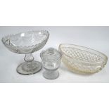 A Regency cut glass comport etc