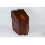 A George III inlaid mahogany slope front serpentine knifebox
