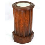 A Victorian mahogany cylinder marble top pot cupboard