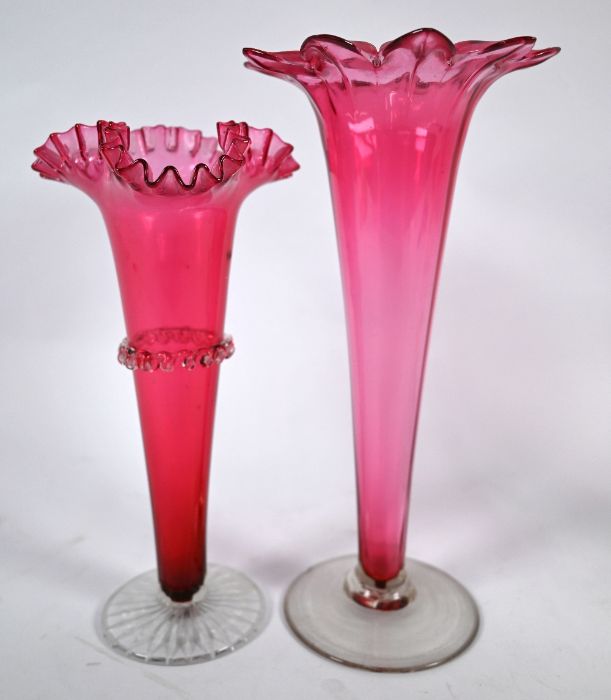 Four various cranberry vases - Image 2 of 3