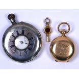 Swiss fine silver pocket watch, gilt sovereign case and watch key