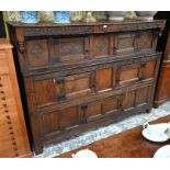 A substantial 17th century English oak press cupboard