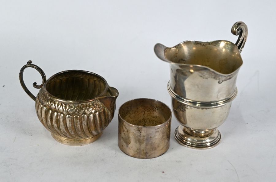 Two silver jugs & napkin ring - Image 2 of 3