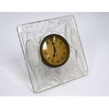 A Lalique opalescent glass 'Inseparables' strut clock