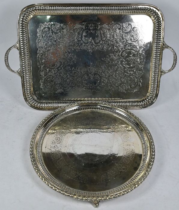 Pair of epns Classical candlesticks, entrée dishes, salver and tray - Image 2 of 4