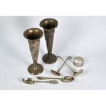 Victorian silver cream and sugar ladles, vases, etc.