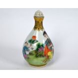 A Chinese polychrome snuff bottle with Qianlong mark, 10 cm high