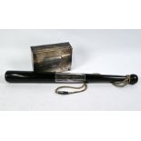 African white metal presentation case and truncheon