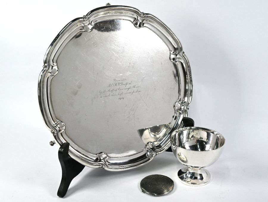 Silver bowl, compact and ep salver