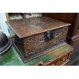 A 16th/17th century oak bible box