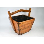 An antique Chinese elm rice bucket