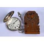 Victorian silver full hunter pocket watch & Swiss fob watch