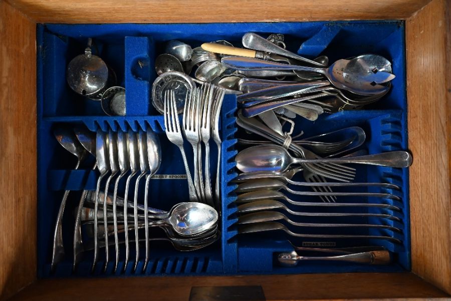 Oak canteen and contents - mixed ep flatware and silver oddments - Image 4 of 5