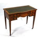 A late 19th century inlaid rosewood Sheraton Revival breakfront writing table