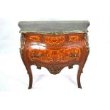 A Continental green marble-top gilt-metal mounted kingwood commode