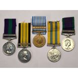 Five QEII service medals, differing recipients (5)