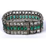 Art Deco green and white paste bracelet