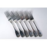 Set of six William IV Scottish silver table forks