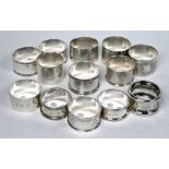 Thirteen silver napkin rings