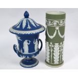 Two Edwardian Jasper ware urns/vases
