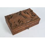 A mid 20th century Chinese hardwood cigarette box and cover,