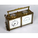 A brass cased 8-day double carriage clock