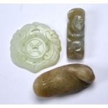 Three Chinese jade or other hardstone carvings