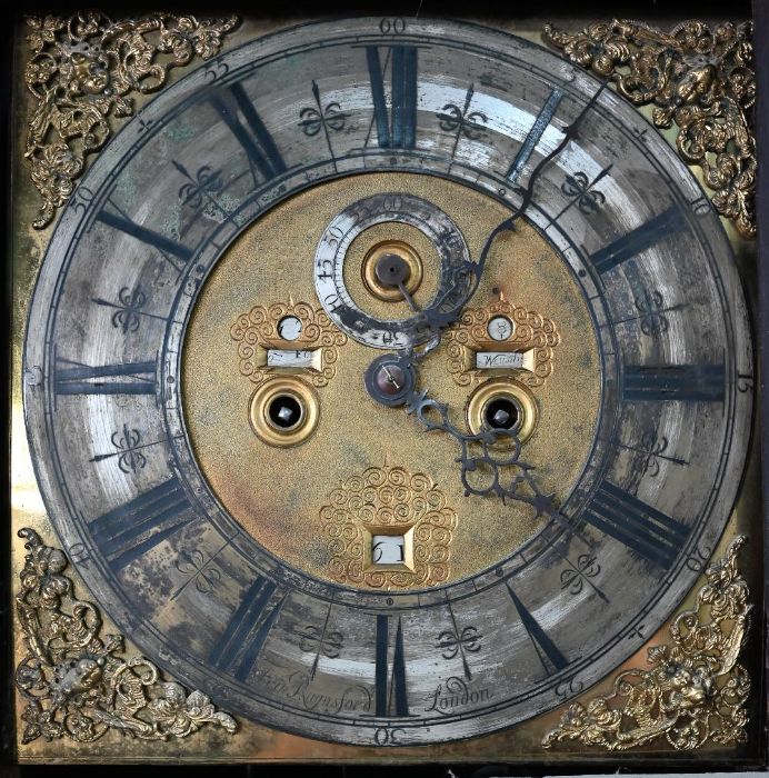 Francis Raynsford, London, an unusual early 18th century 8-day calendar dial clock - Image 3 of 9