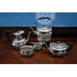 Victorian silver five-piece tea/coffee service with kettle