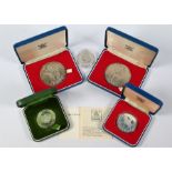 Various Royal Mint silver medallions and crowns
