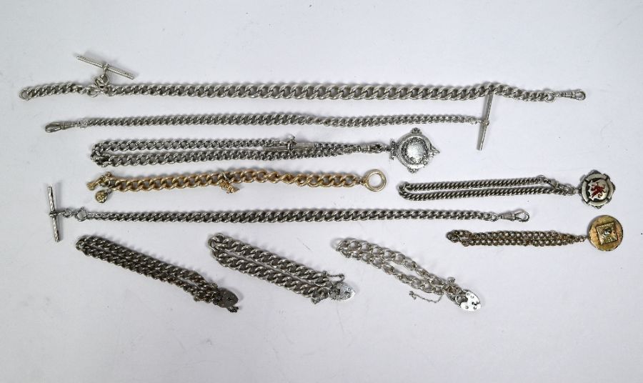 Collection of silver Albert chains etc - Image 4 of 4