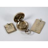 Silver sovereign case, stamp-fob and pendant