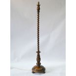 A simulated tortoisehell, turned and carved wood standard lamp