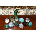Seven antique glass advertising inkwells