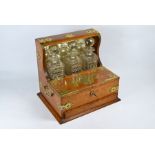 Victorian brass mounted oak tantalus/games compendium