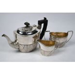 Victorian silver three-piece bachelor tea service