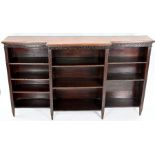 Victorian mahogany breakfront open library bookcase