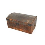A George III brass studded leather clad dome top trunk