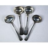 Four 19th Century silver sauce ladles