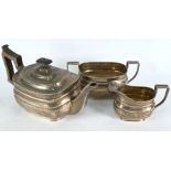 Silver three-piece tea service