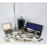 Victorian silver sauce ladle, coffee spoons and plated items